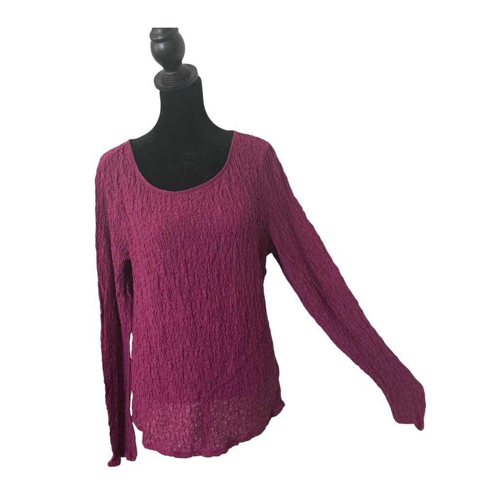 J Jill Stretch Textured‎ Crinkle Top Size L Lagenlook Minimalist Travel Layering